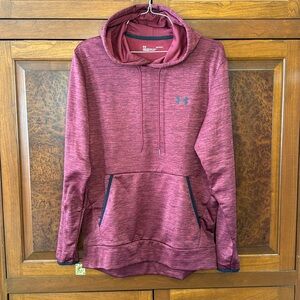Under Armour men’s L cold gear burgundy fleece hoodie, gently worn condition